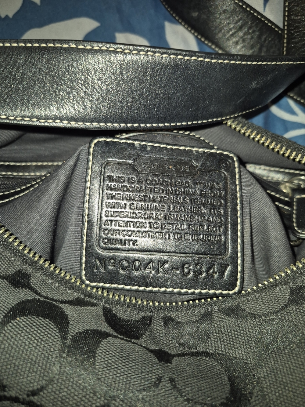 Coach Black Signature Canvas Shoulder Bag with Leather Trim